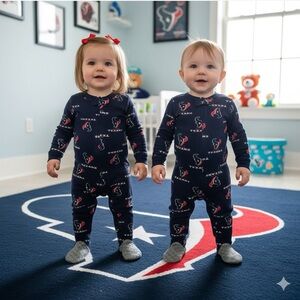 NFL TEAM APPAREL - Houston Texans - Zip Up Sleeper Footie Pajamas - NWT ~ 6-9 mo